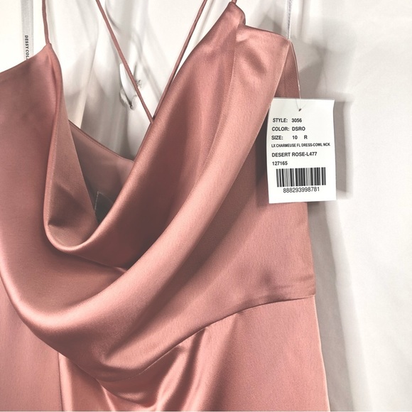 New Dessy Collection Cowl Neck Charmeuse Gown - Picture 6 of 10